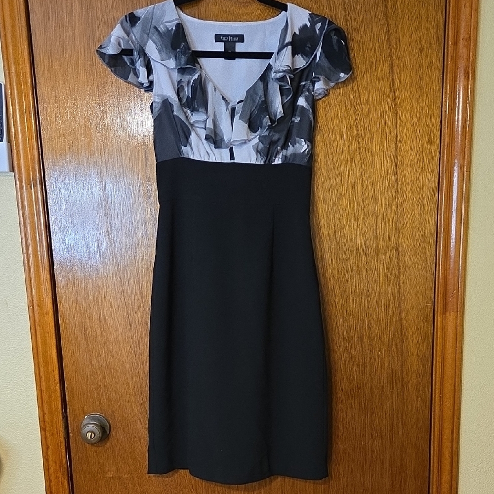 White House Black Market Black and Gray Midi Dress